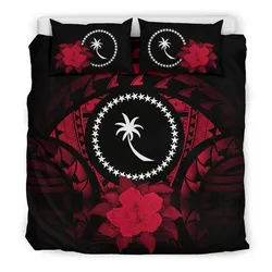 Chuuk Hibiscus Red And Black Bedding Set Bedroom Decor