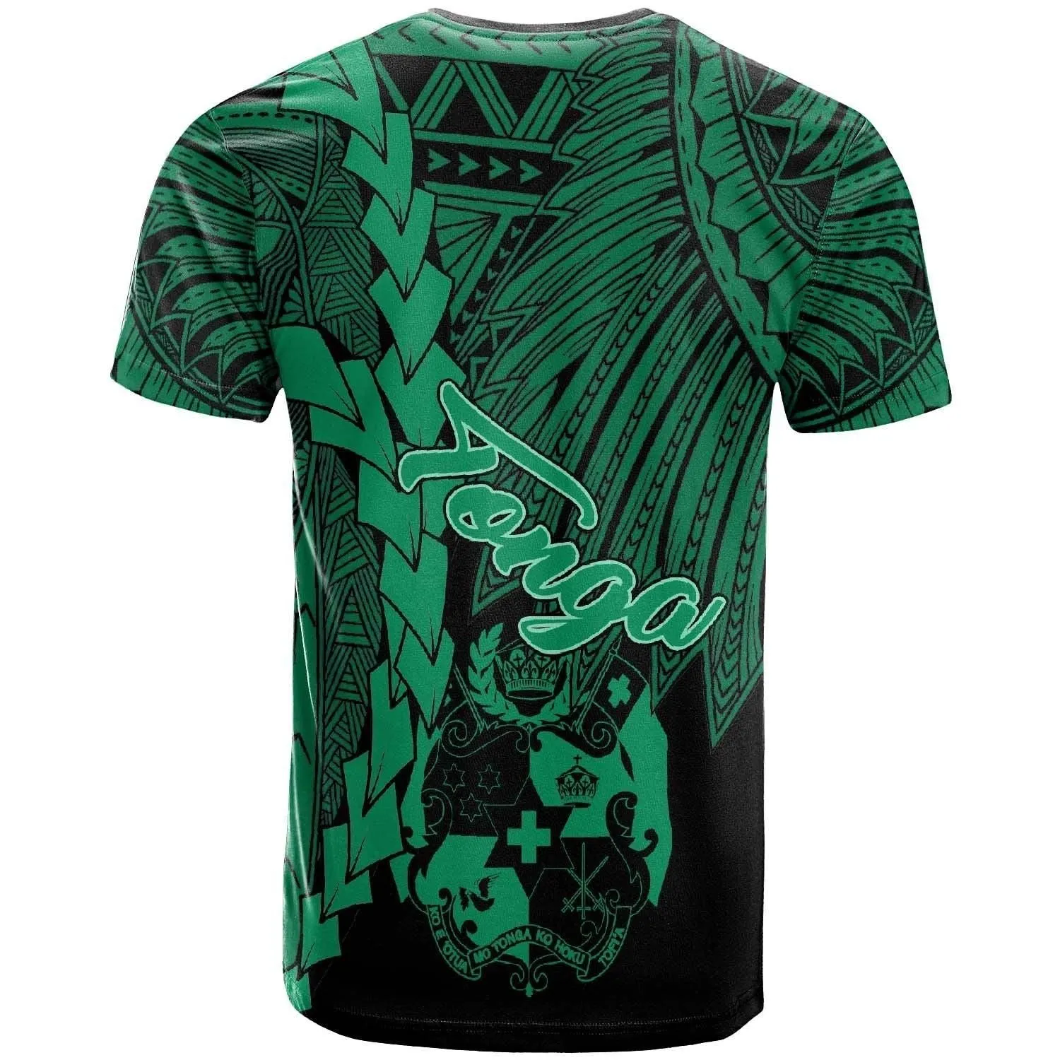 Tonga Polynesian Custom Personalised T shirt - Tribal Wave Tattoo Green