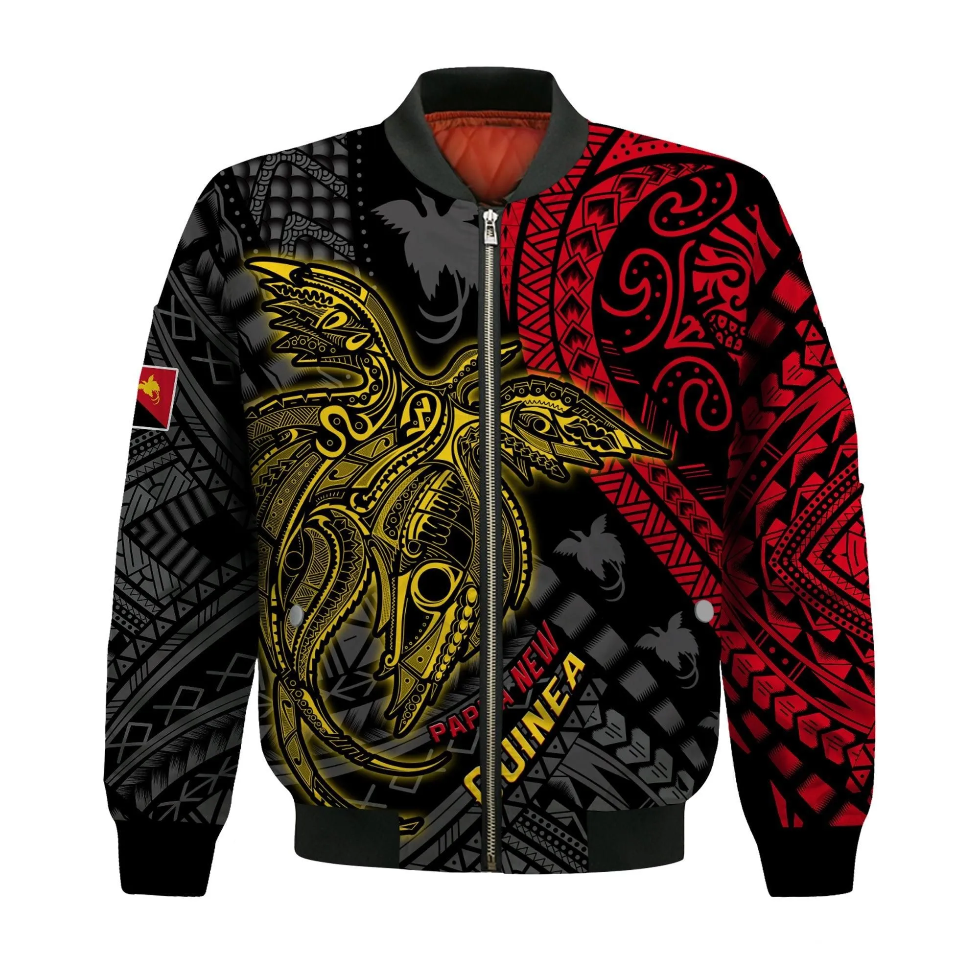 (Custom Text and Number) Papua New Guinea Bomber Jacket Raggiana Birds Of Paradise Happy 47th Independence Day LT13
