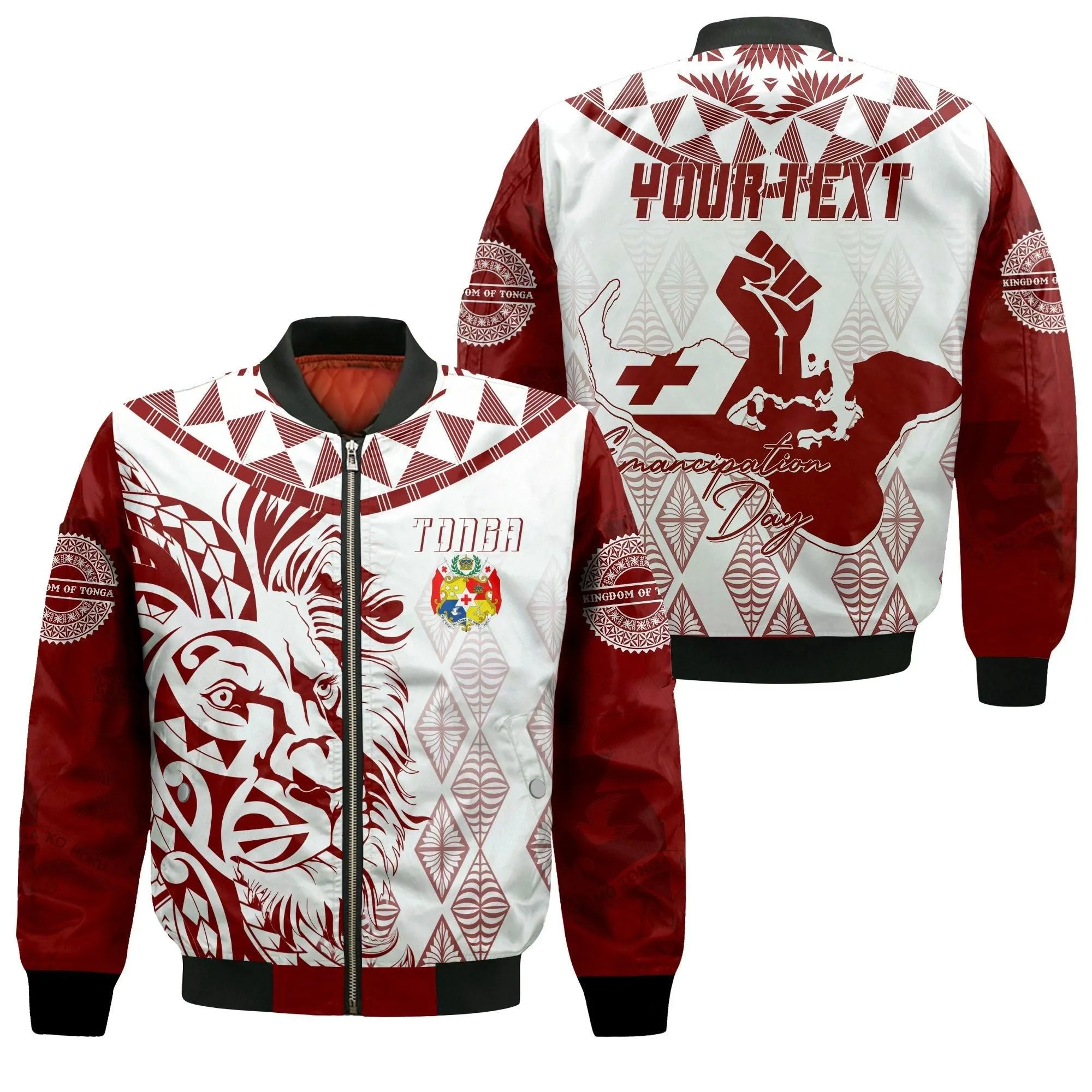 Tonga Personalised Bomber Jacket Emancipation Day Lion Style LT7