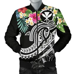 Polynesian Hawaii Kanaka Maoli Mens Bomber Jacket - Summer Plumeria Black