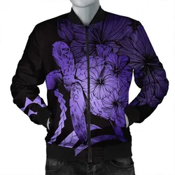 Hawaiian - Hawaii Turtle Hibiscus Polynesian Vintage Bomber Jacket - Purple - AH