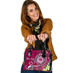 FSM Custom Personalised Shoulder Handbag - Turtle Plumeria (PINK)