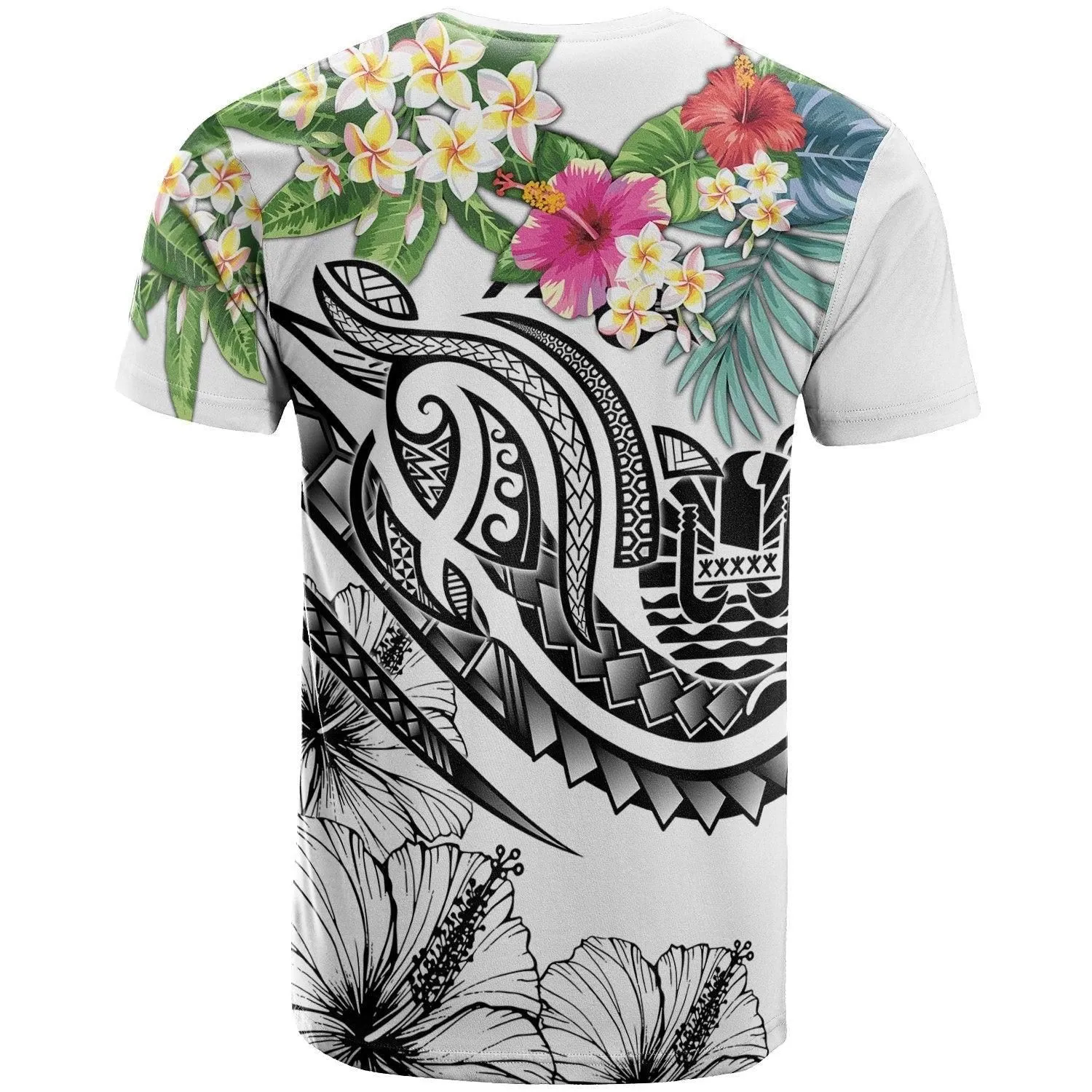 Tahiti Polynesian T shirt - Summer Plumeria White