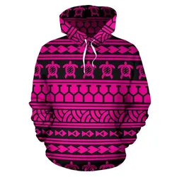 Alohawaii Hoodie - Polynesian Tattoo Tribal Pink Pullover - AH - JR