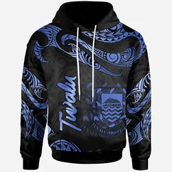 Tuvalu Polynesian Hoodie - Poly Tattoo Blue Version