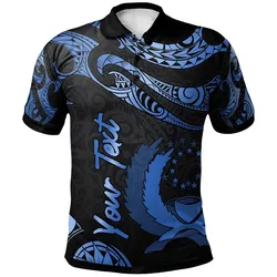 Pohnpei Micronesia Custom Personalised Polo Shirt - Poly Tattoo Blue Version