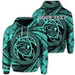 (Personalised) Hawaiian Kanaka Honu Hibiscus Tornando Polynesian Turquoise Hoodie - AH
