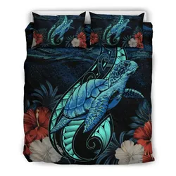 FamilyGater Home Set - Hawaii Polynesian Honu Sea Hibiscus Bedding Set - AH - J4