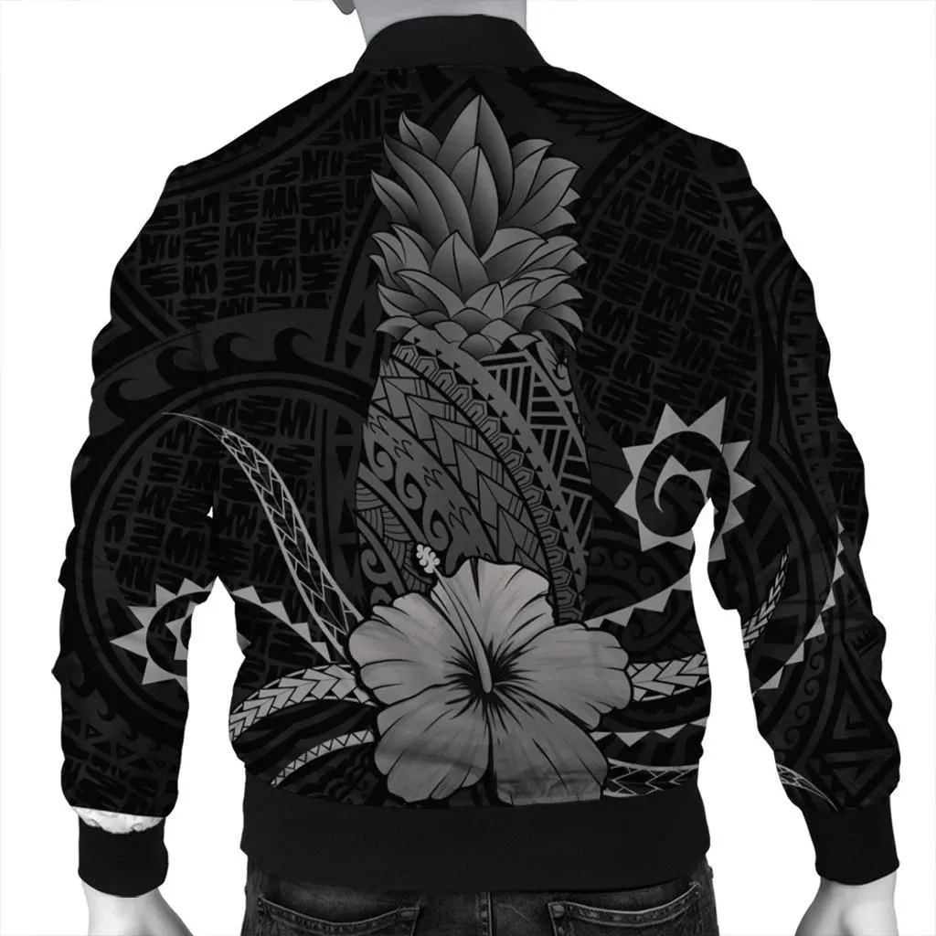 Alohawaii Jacket - Hawaii Polynesian Pineapple Hibiscus Bomber Jacket - Gray - AH - J4R