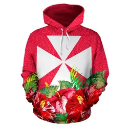 Wallis And Futuna Polynesian Hoodie Flag Hibiscus - BN39