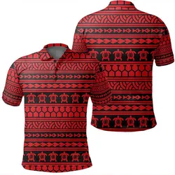 Unisex Polynesian Tattoo Tribal Red Polo Shirt