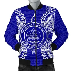 Palau Polynesian Mens Bomber Jacket Map Blue