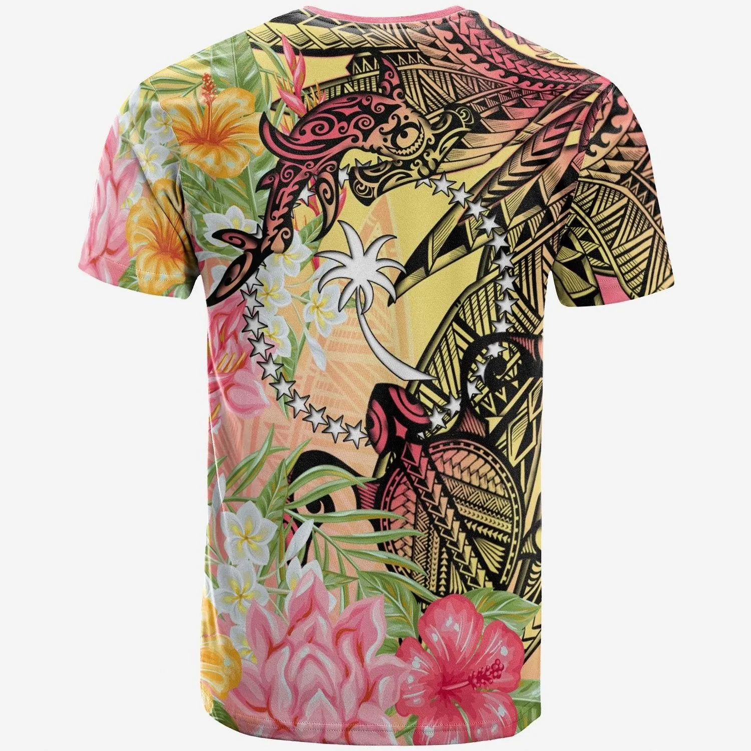 Chuuk State T-Shirt - Flowers Tropical With Sea Animals