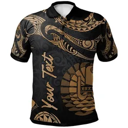 Tahiti Polynesian Custom Personalised Polo Shirt - Poly Tattoo Gold Version