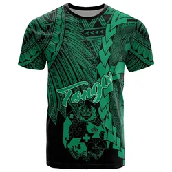 Tonga Polynesian T shirt - Tribal Wave Tattoo Green