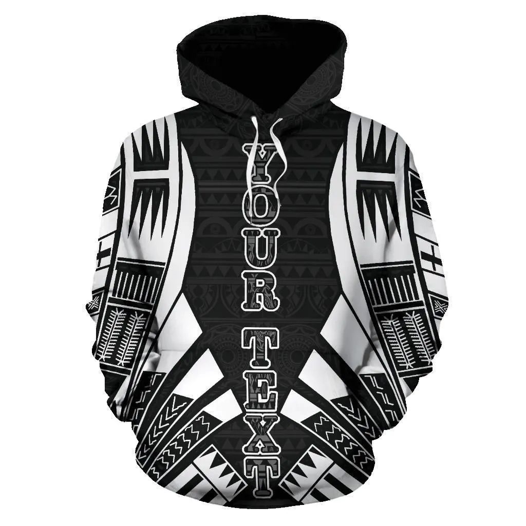 Poly All Over Custom Personalised Hoodie - Polynesian Tattoo Black Style
