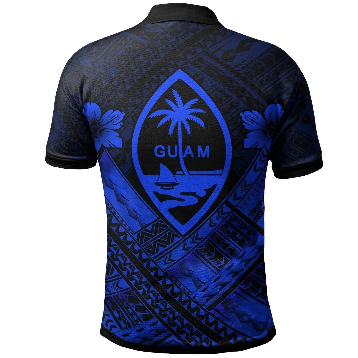 Guam Polynesian Custom Personalised Polo Shirt - Guam Blue Seal Camisole Hibiscus Style