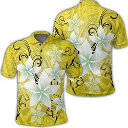 Hawaiian Plumeria Polynesian Polo Shirt - Yellow