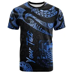 Tuvalu Polynesian Custom Personalised T shirt - Poly Tattoo Blue Version