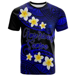 American Samoa Custom Personalised T-Shirt - Plumeria Polynesian Vibe Blue