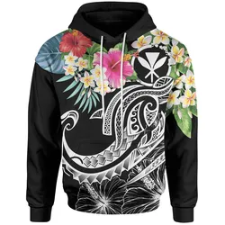 Polynesian Hawaii Kanaka Maoli Hoodie - Summer Plumeria (Black)
