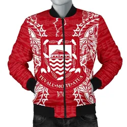 Tuvalu Polynesian Mens Bomber Jacket Map Red White
