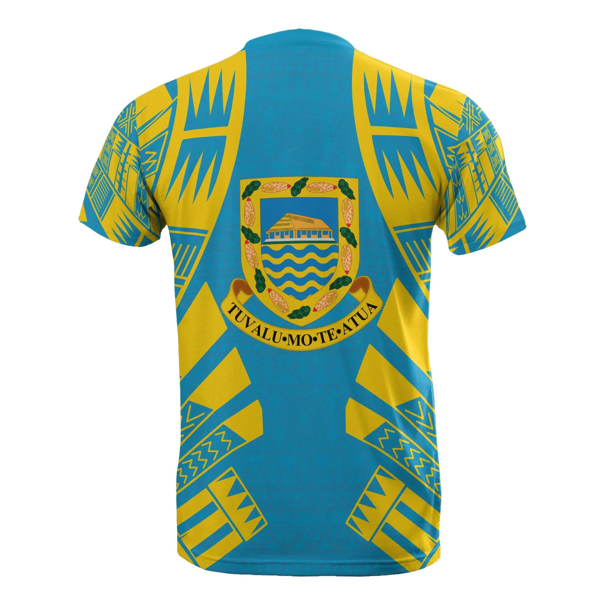 Tuvalu T shirt - Tuvalu Coat Of Arms Polynesian Tattoo Blue Style