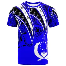 Pohnpei T shirt - Tropical Leaf Blue Color