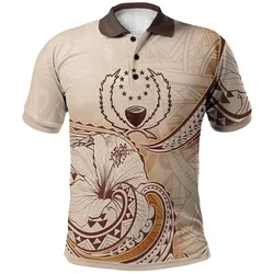 Pohnpei Polo Shirt - Hibiscus Flowers Vintage Style