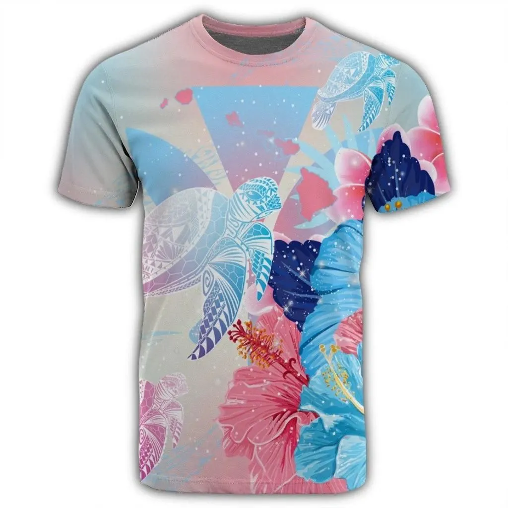 Alohawaii Tee - Hawaii Map Kanaka Hibiscus Polynesian Turtle Swimming T-shirt Sweet Dream Style - AH - J5R