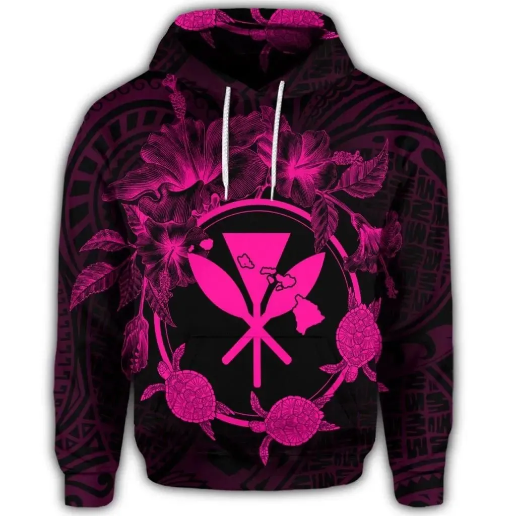 Alohawaii Hoodie - Hawaiian Kanaka Turtle Hibiscus Polynesian Hoodie - Anthea Style Pink - AH - J4R