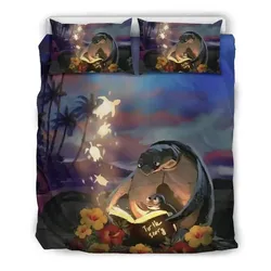 FamilyGater Bedding Set - Cover and Pillow Cases Hawaiian Hibiscus Palm Tree Turtle Read Book Polynesian - AH - J1