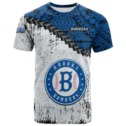 Brooks Bombers T-shirt Grunge Polynesian Tattoo - CA BASEBALL
