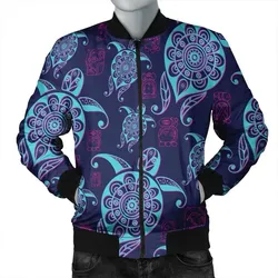 Alohawaii Jacket - Hawaiian Turtle Polynesian Neon Bomber Jacket - AH - JR