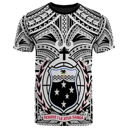 Samoa Premium T-Shirt - Samoa Coat Of Arms Polynesian Tattoo (White)