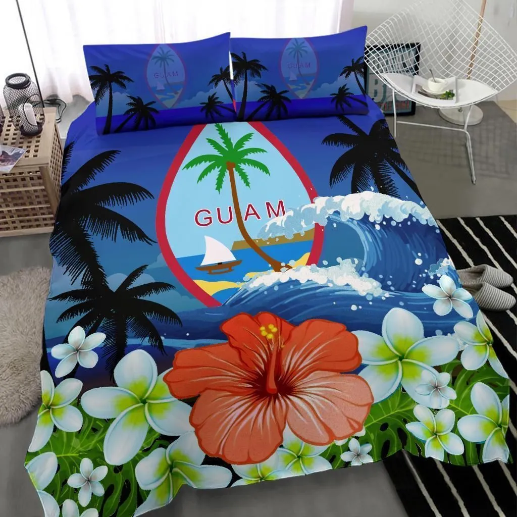 Vibe Hoodie Guam Bedding Set - Polynesian Coat Of Arms Hibiscus - RLT20