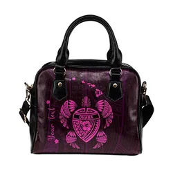 Personalized - Hawaii Kakau Polynesian Ohana Turtle Map Shoulder Handbag - Pink