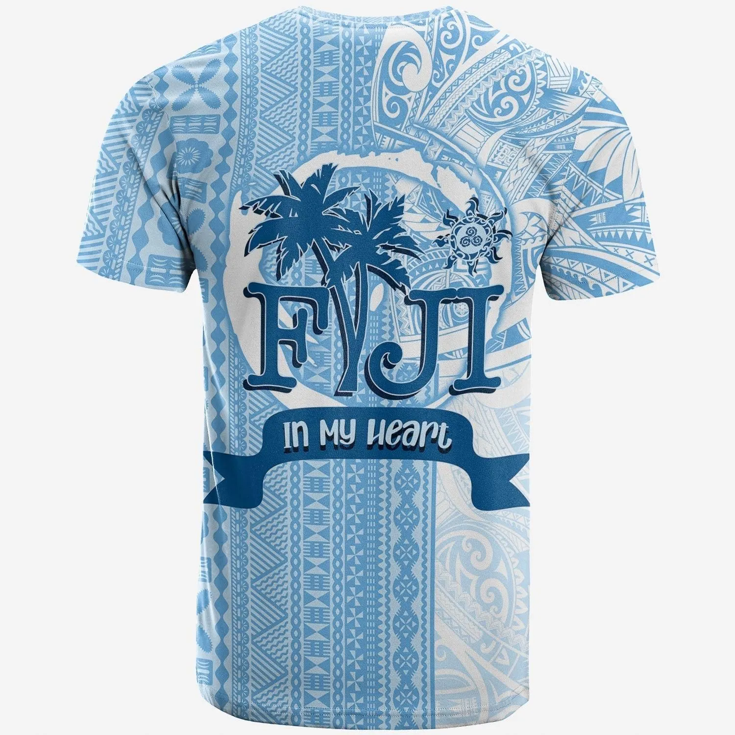 Fiji Tapa Pattern with Hibiscus T Shirt - Fiji In My Heart LT7