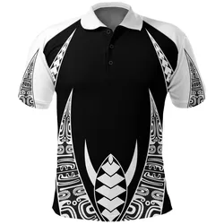Polynesian Polo Shirt Tattoo Black White