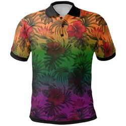 Polynesian Polo Shirts - Green Hibiscus Patterns