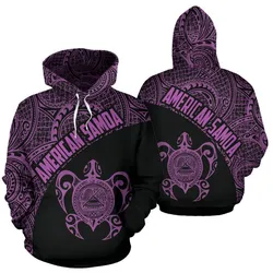 American Samoa Hoodie - American Samoa Seal In Turtle Polynesian Tattoo Purple