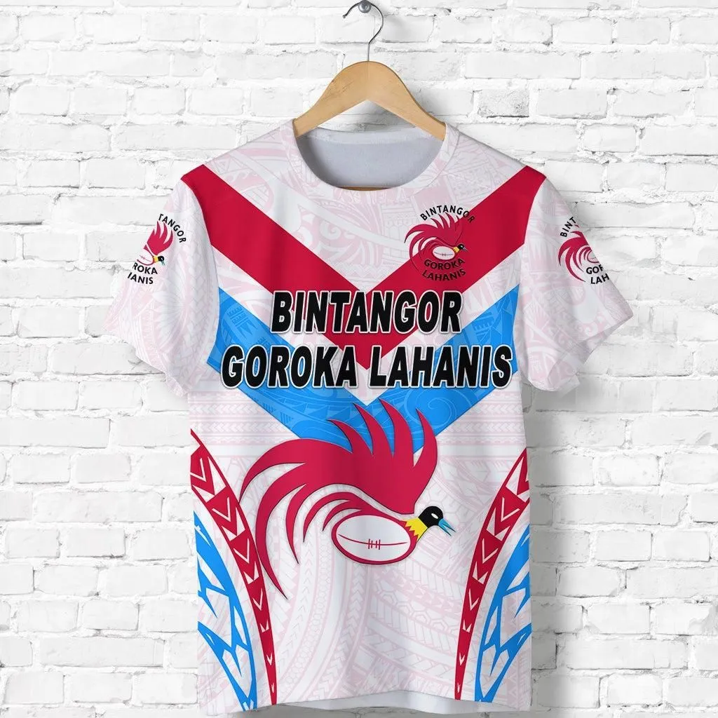 (Custom Personalised) Papua New Guinea Bintangor Goroka Lahanis T Shirt Rugby Original Style - White, Custom Text And Number LT8
