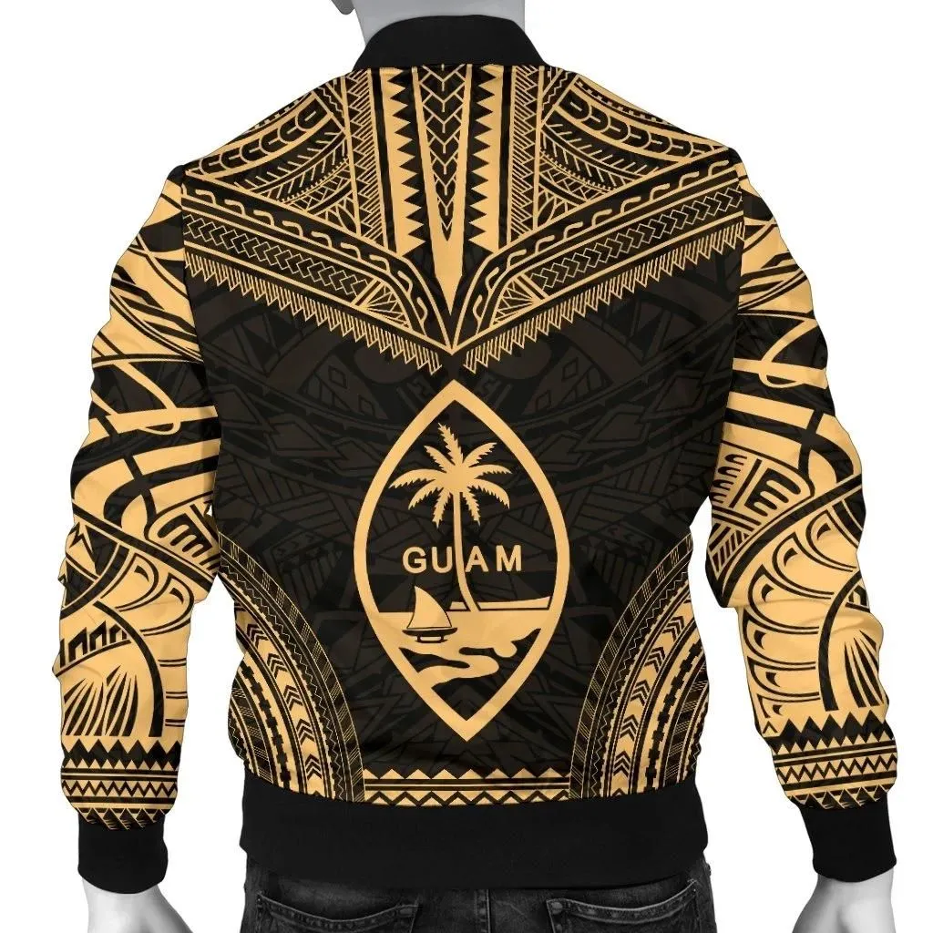 Guam Polynesian Chief Men's Bomber Jacket - Gold Version - Bn10