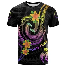 Cook Islands Custom Personalised T- Shirt - Plumeria Flowers with Spiral Patterns