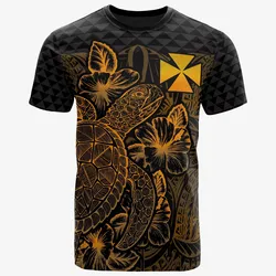 Alohawaii T-Shirt - Tee Wallis And Futuna Polynesian - Turtle Hibiscus Gold - BN39