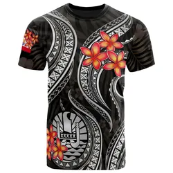 Tahiti Polynesian T-Shirt - Black Plumeria - BN11