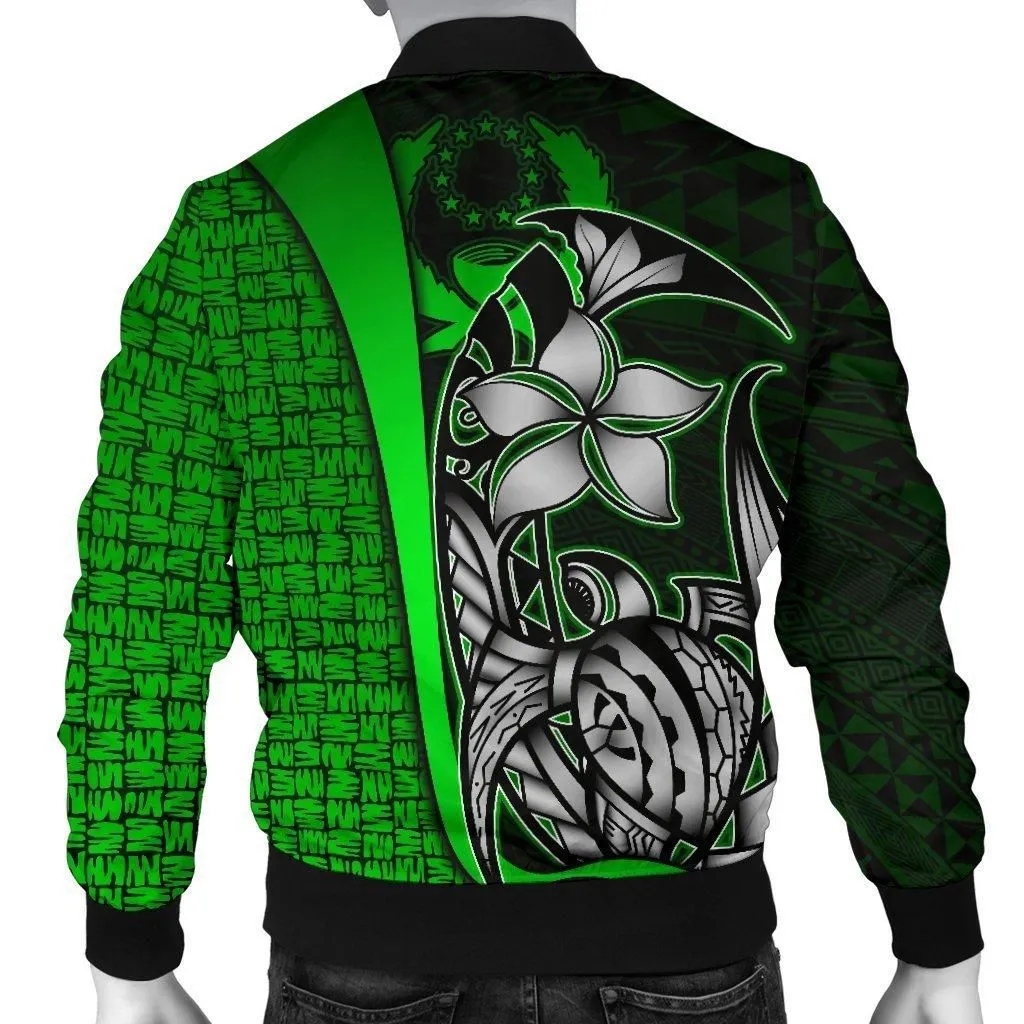 Pohnpei Micronesia Mens Bomber Jackets Green - Turtle With Hook