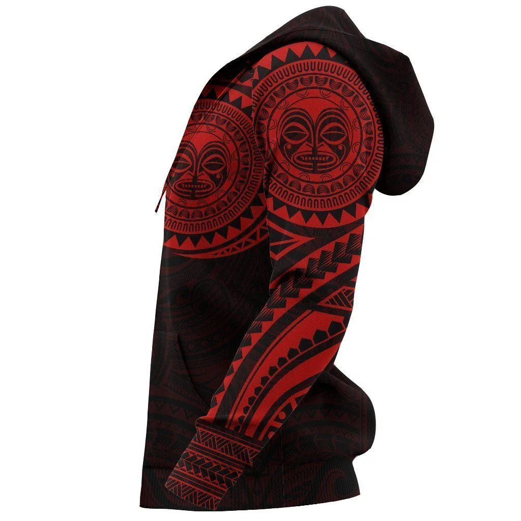 Polynesian Tiki Face™ Tattoo Style Hoodie Red NVD1340