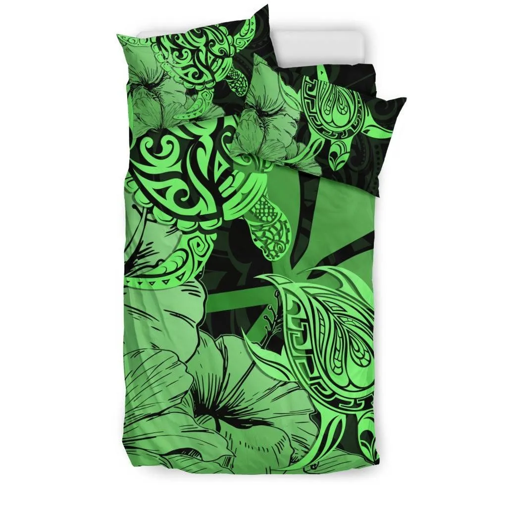 Hawaii Turtle Bedding Set Polynesian Hibiscus Art Ver 2.0 Green AH J1